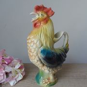 Vintage ceramic jug rooster – soft yellow and blue colours, vintage.