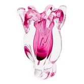 Mini Vase Josef Hospodka - Sommerso Fuchsia - Cristal de Bohème - 1960