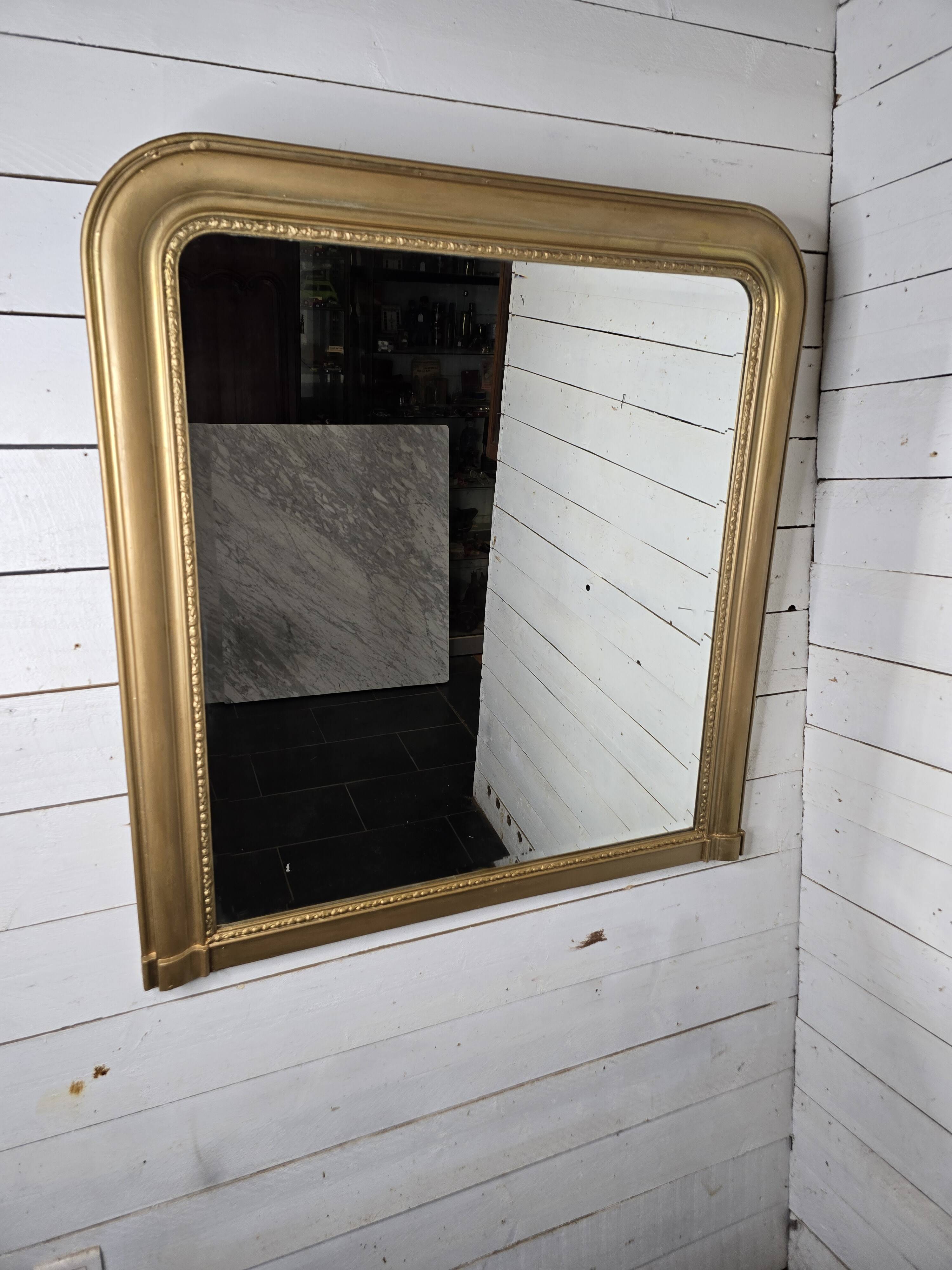 Old Louis Philippe style gilded mirror beveled mirror
