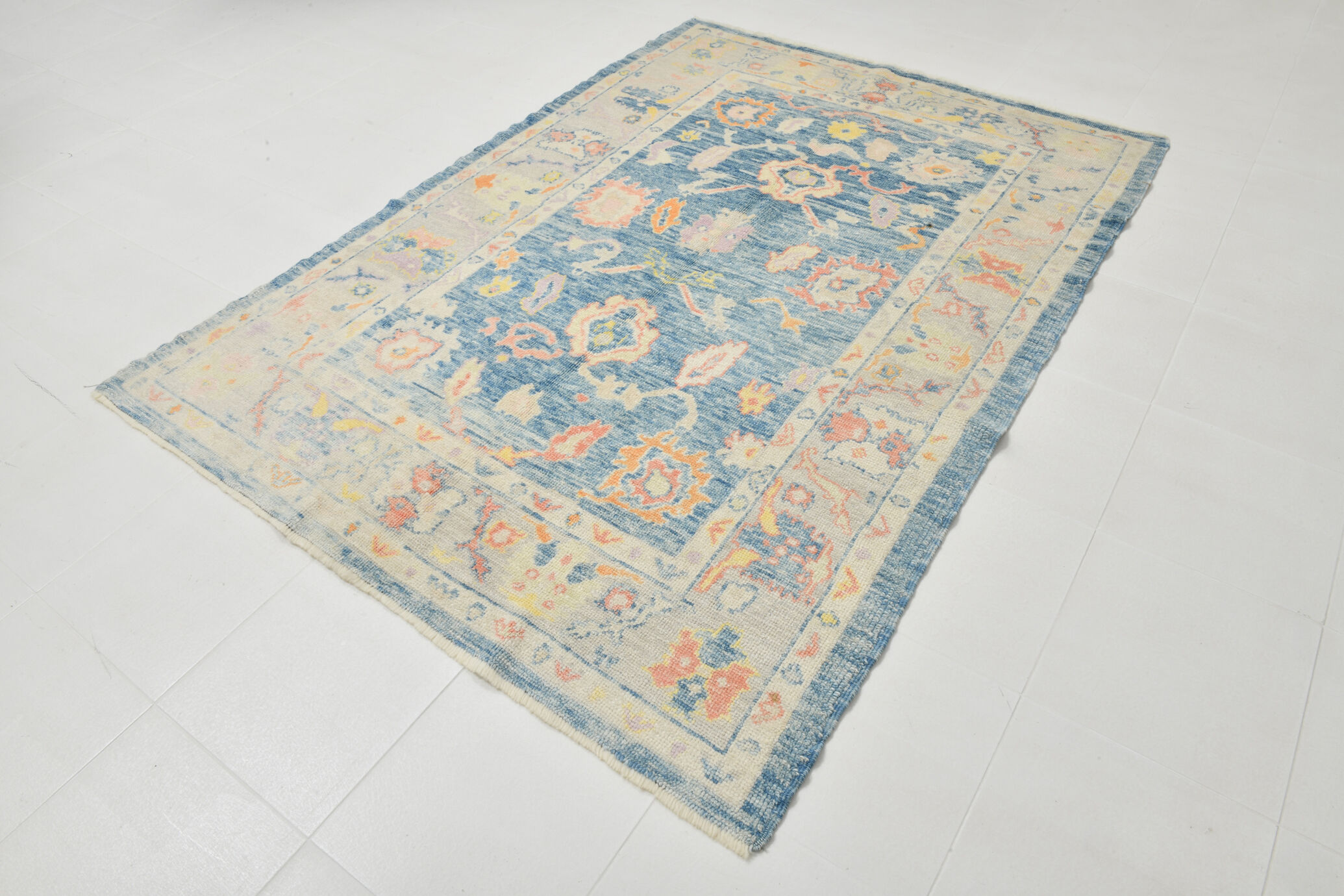 6x8 Light Blue Modern Oushak Rug, 179x246Cm