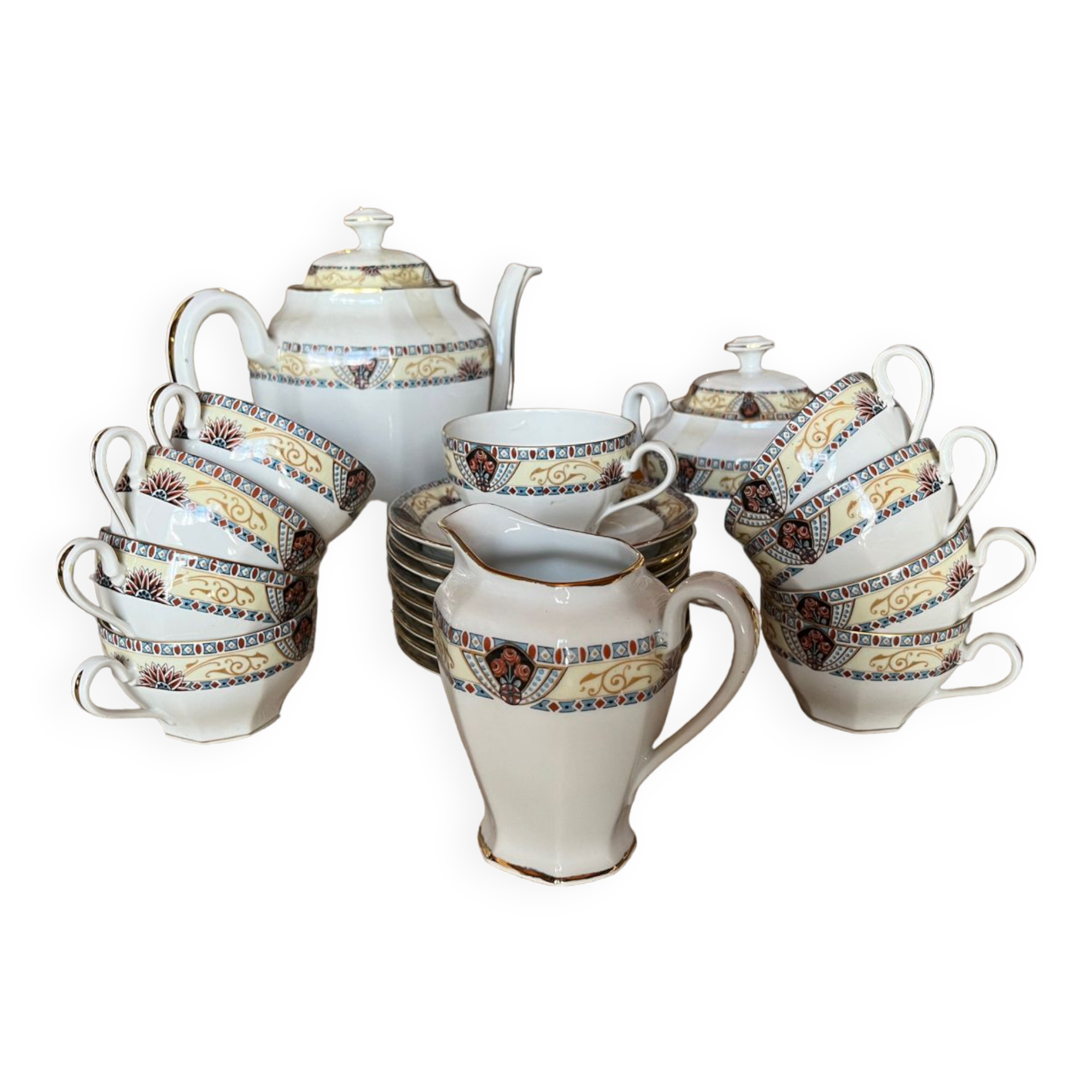 Old Limoges porcelain coffee service WG & Cie
