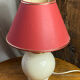Cracked ceramic lamp, fabric shade, 1980s.