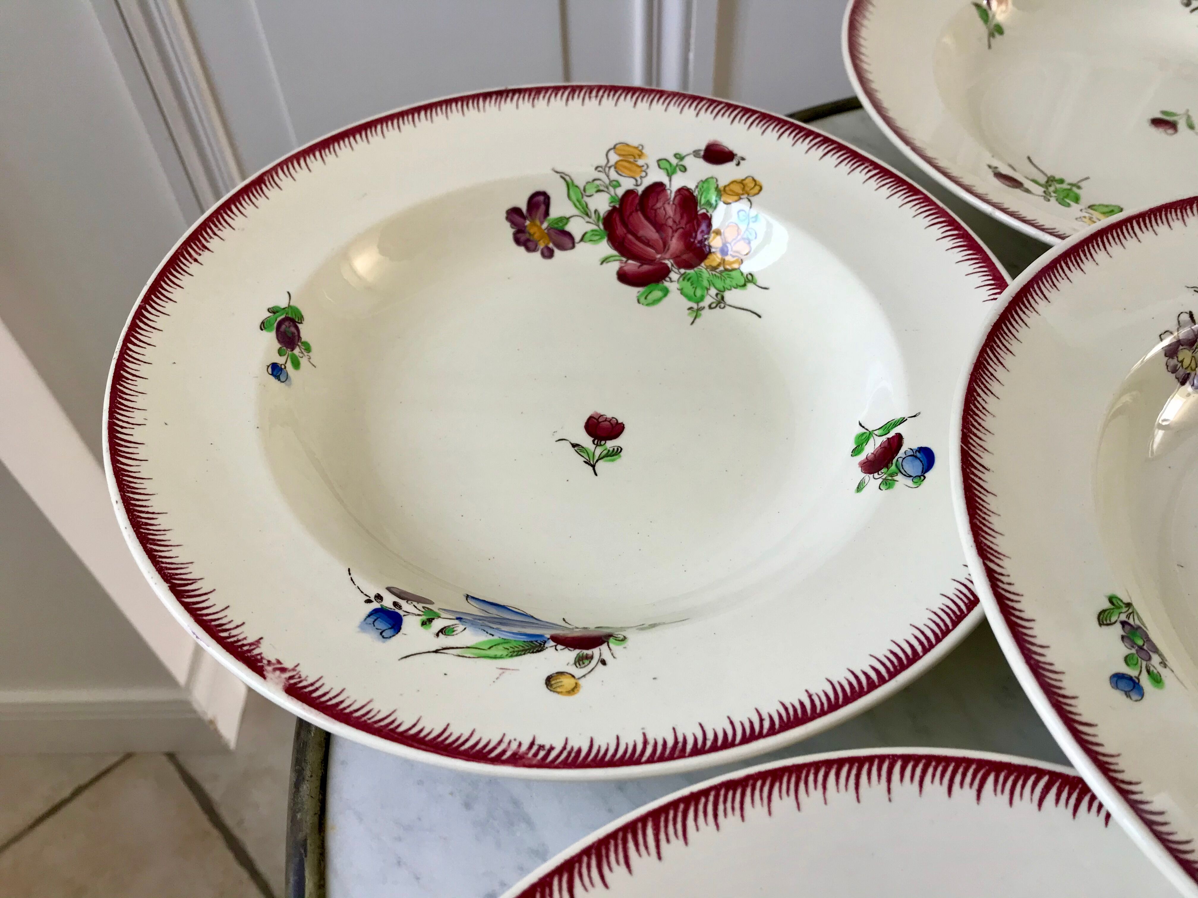set of 6 Villeroy & Boch La Louvière soup plates, Belgian manufacture in Terre de Fer, early 20th century