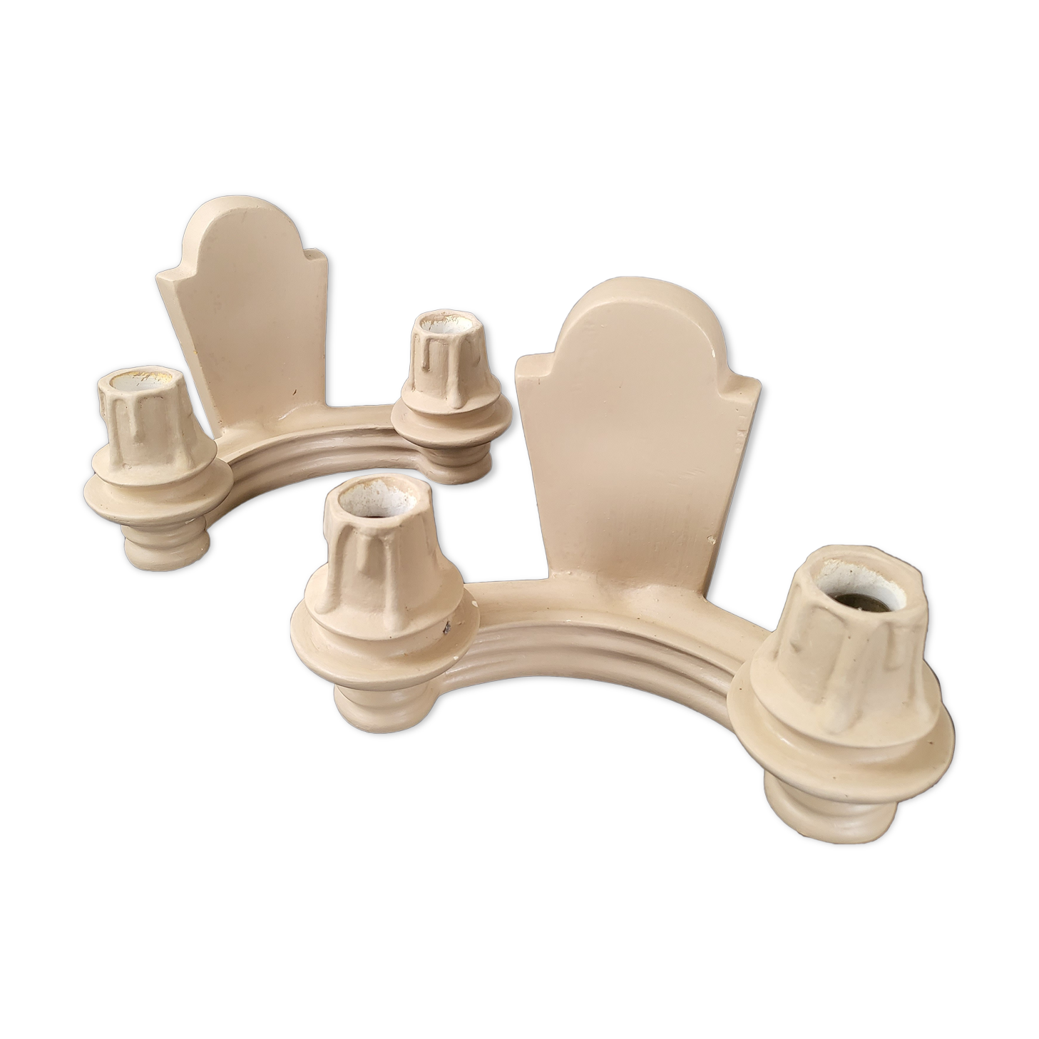 Paire d'appliques en plâtre 1940 vintage