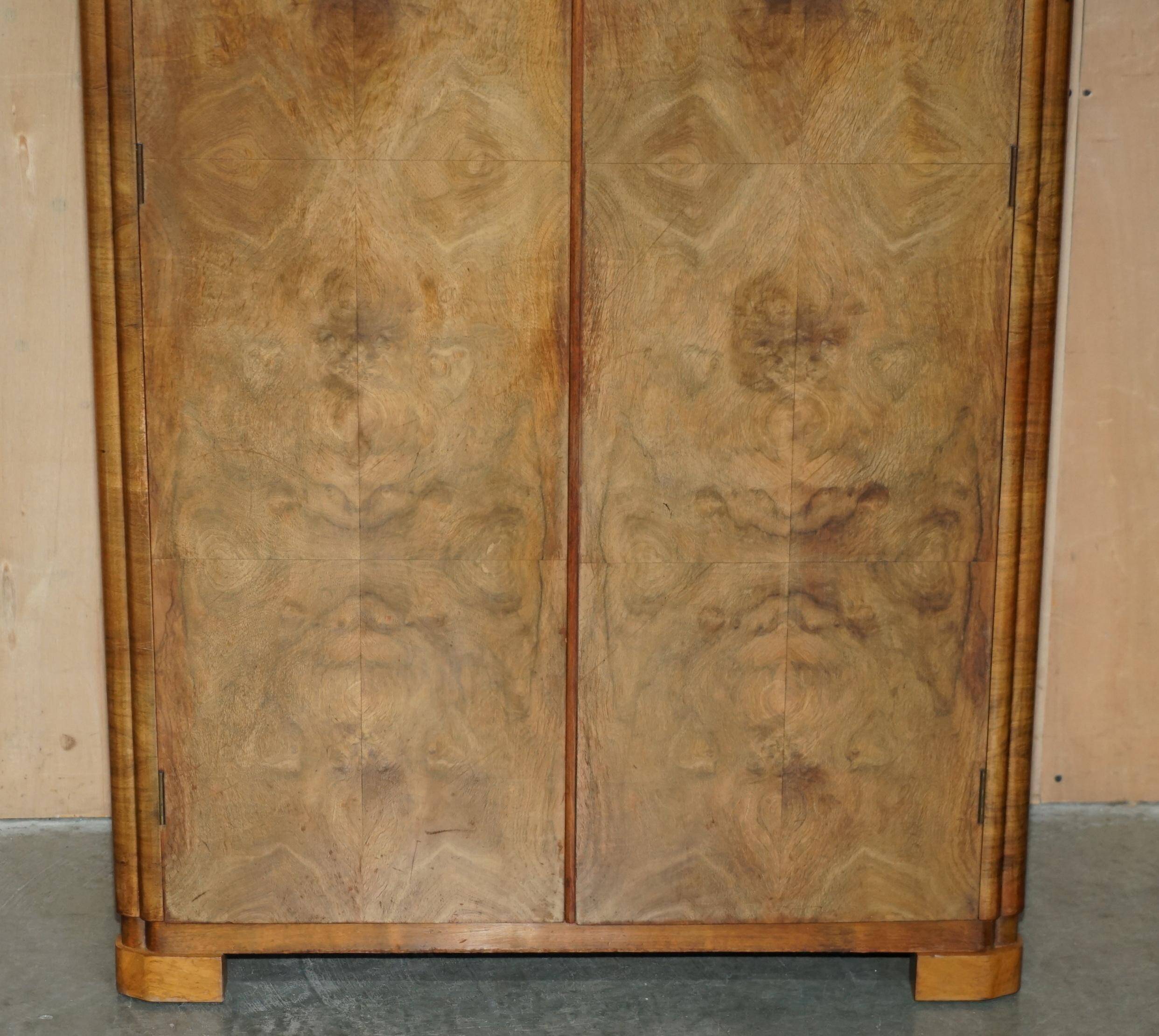 Small Art Deco wardrobe in satin walnut, circa 1930.