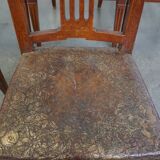 Ensemble de 6 chaises de salle à manger en cuir antiques d'origine néerlandaise