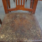 Set of 6 Original Antique Dutch Leather Dining Chairs