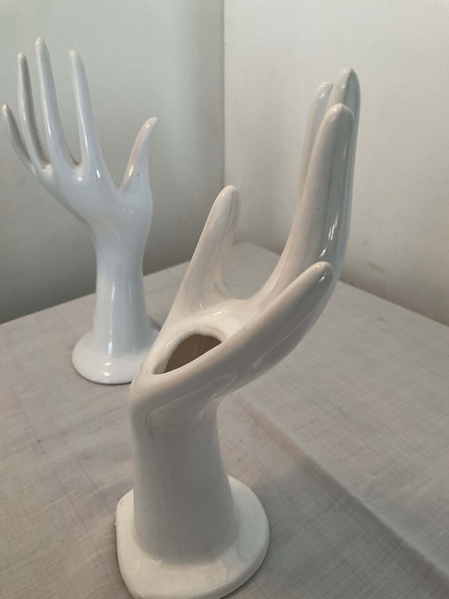 Pair of ceramic hand soliflores vases 70s