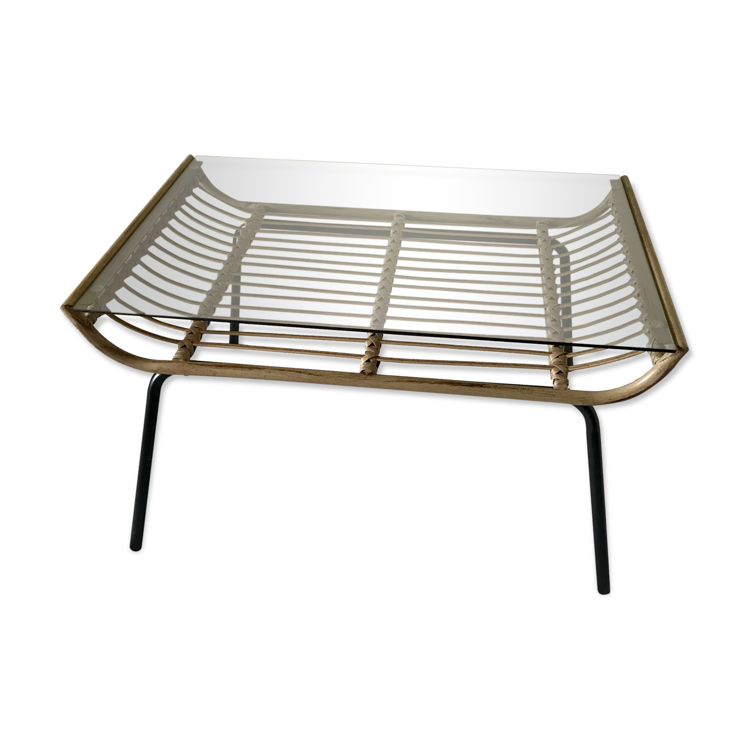 Coffee table, glass magazine holders