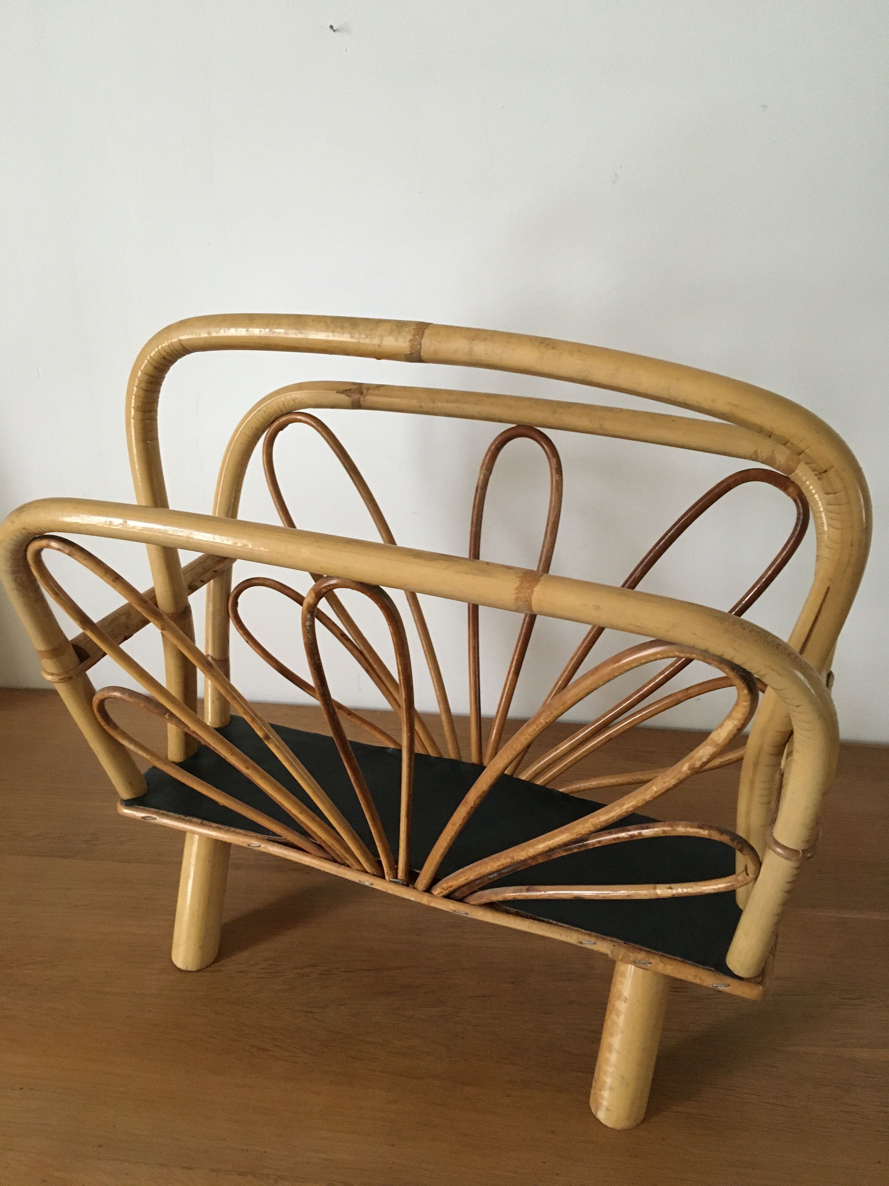Vintage rattan review holder