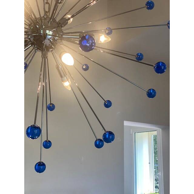 Contemporary blue “star” murano glass sputnik chandelier