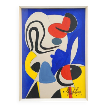 Aldo Gentilini, tempera sur carton, années 1970