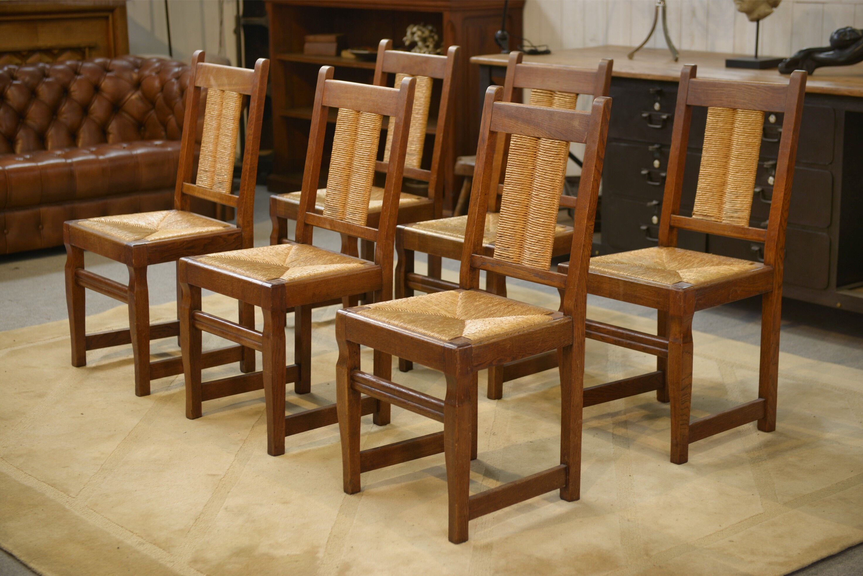 Ensemble de 6 chaises brutalistes 1950’s