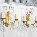 Pair of wall sconces in bronze and crystal – Empire Style – MG