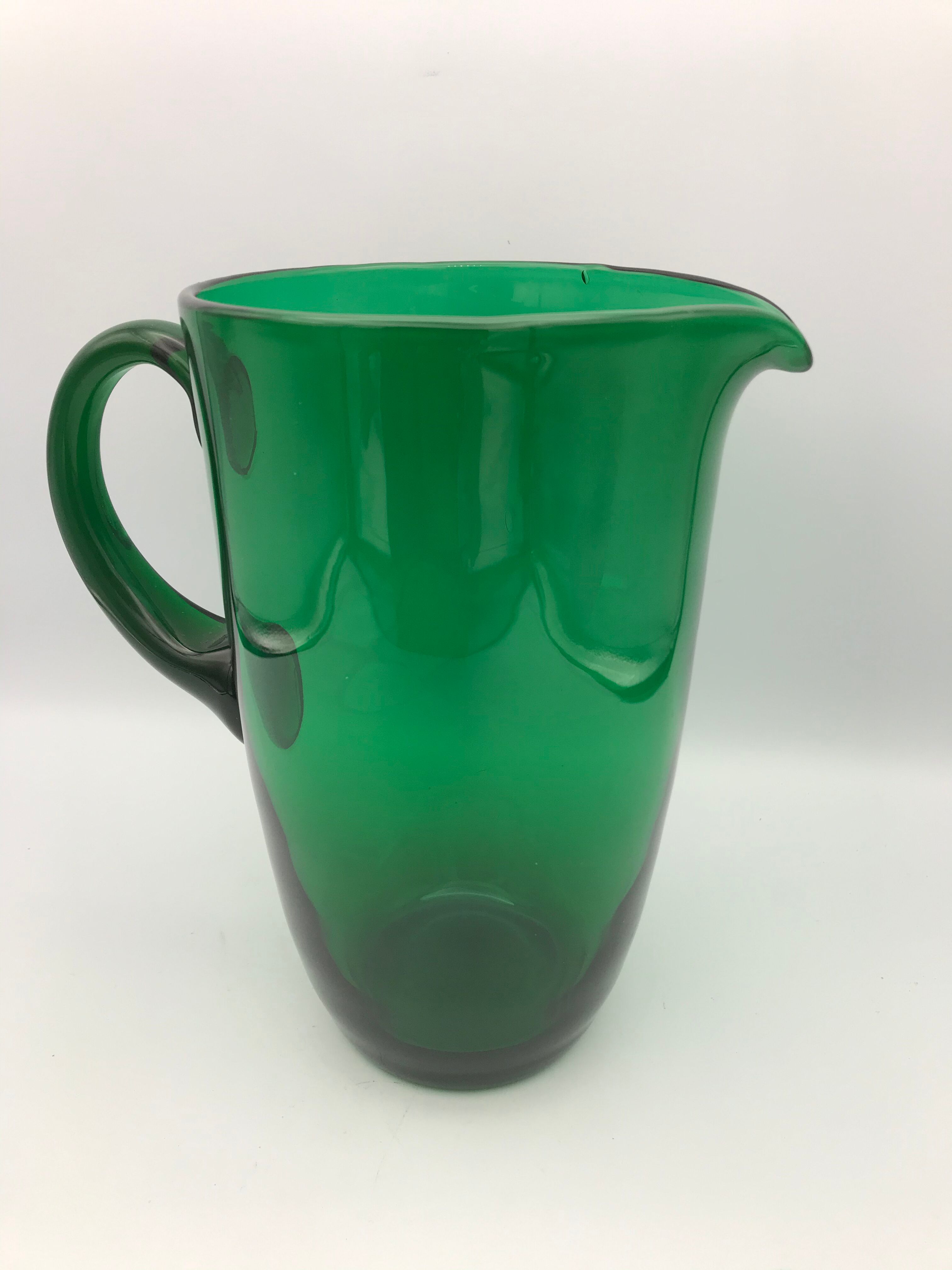 Vintage pichet in verre blown green emerald