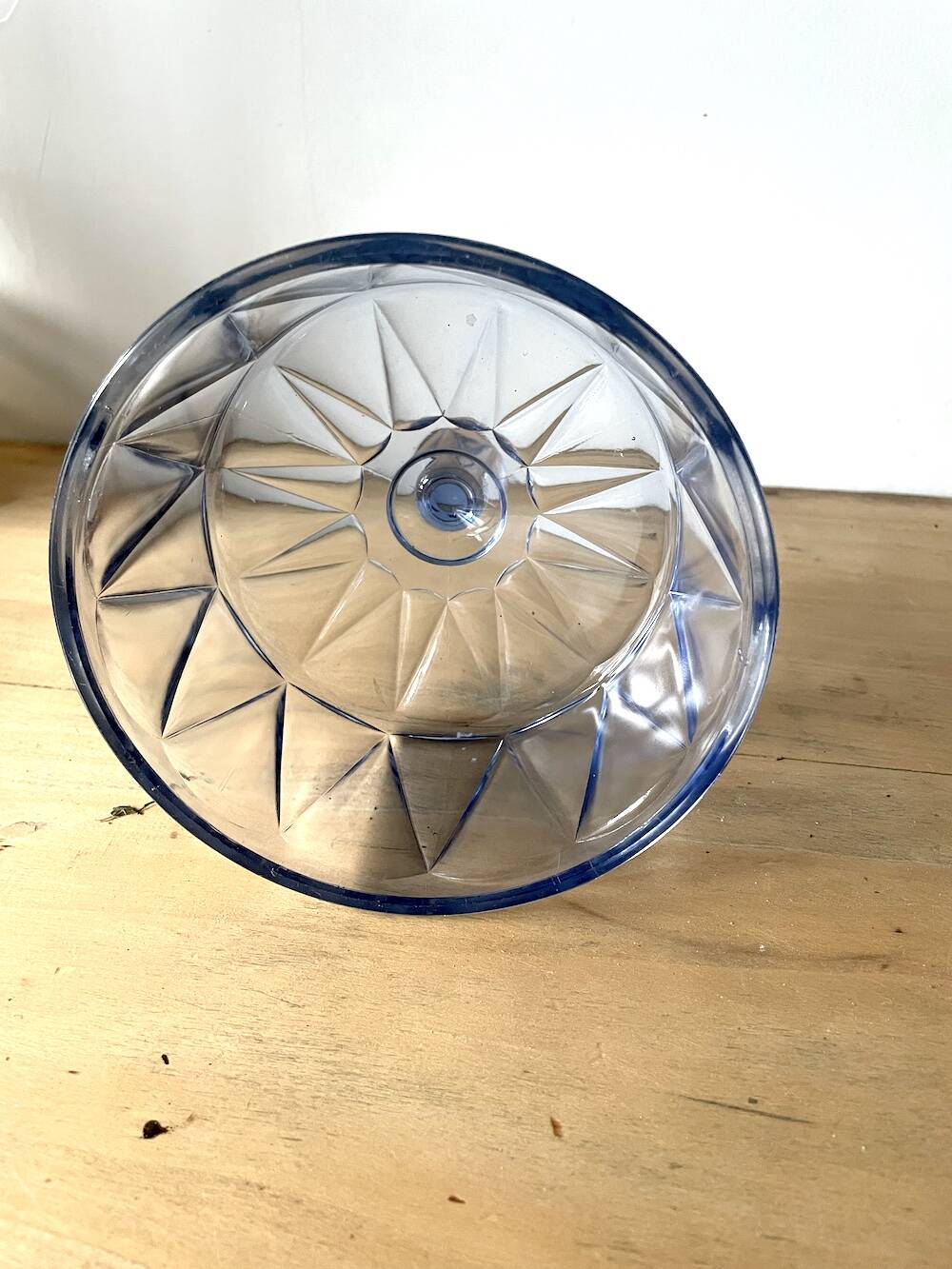 Blue Molded Pressed Glass Cheese Cloche