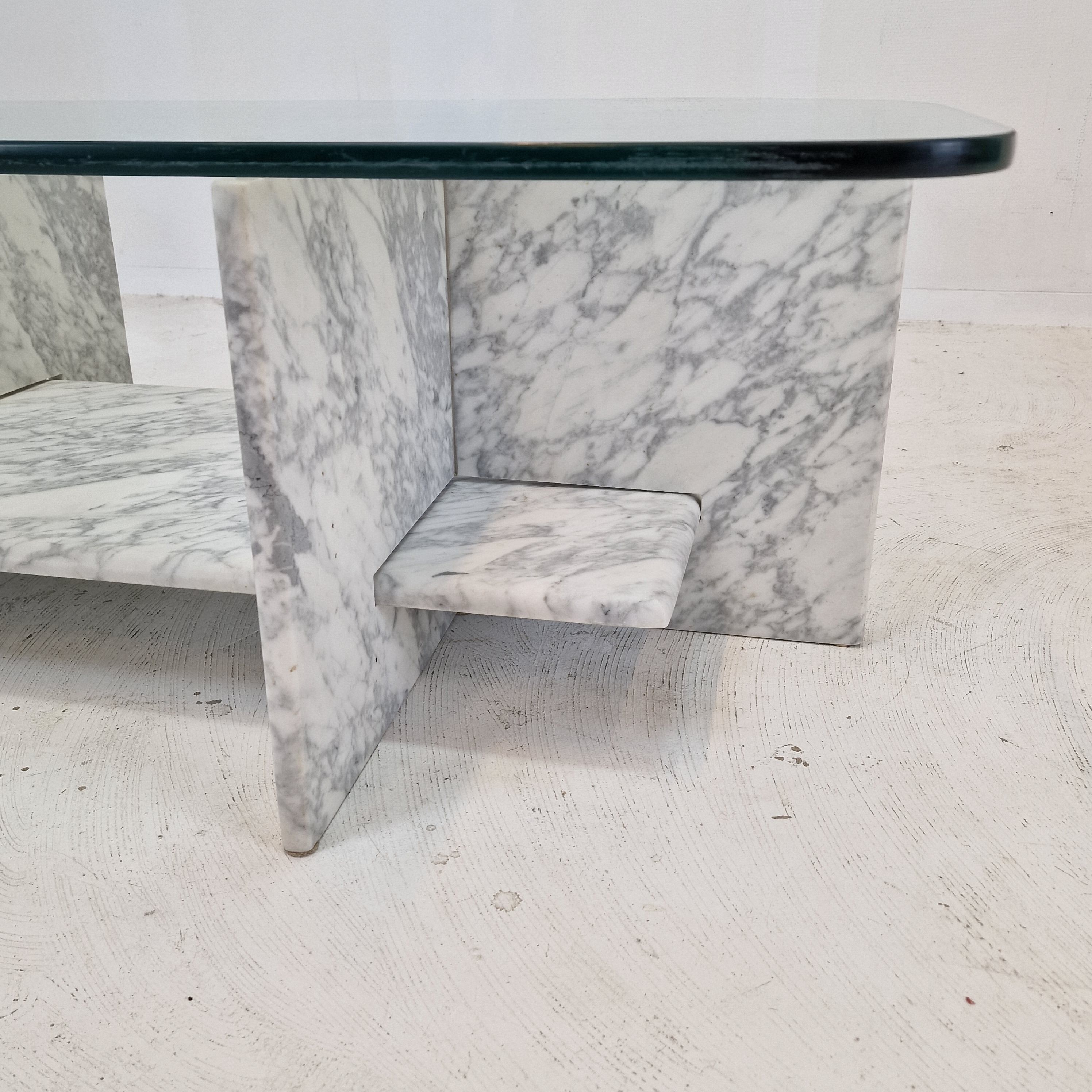 Italian Marble and Glass Coffee Table, 1980's