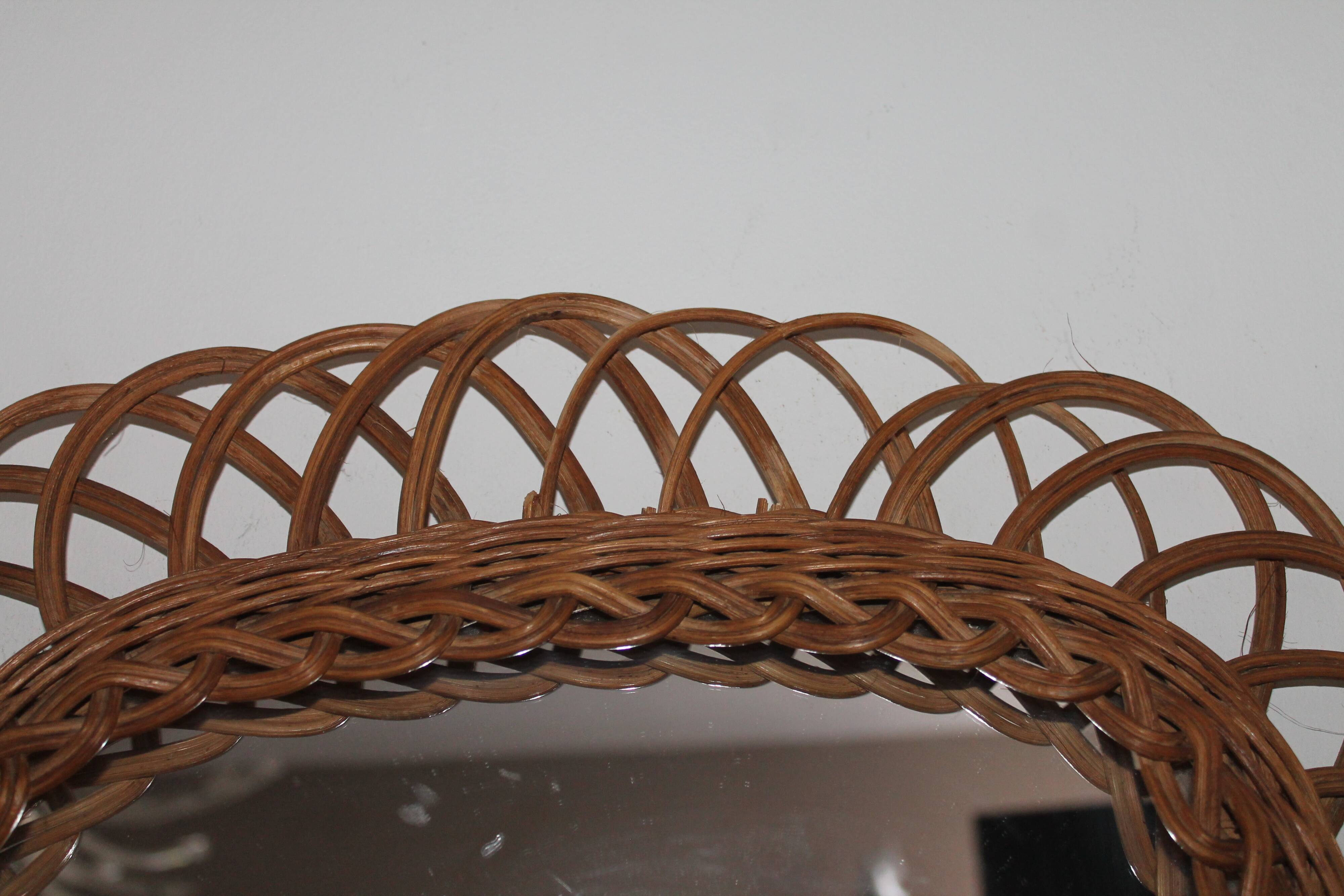 Vintage rattan mirror 66x51cm