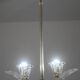 Elegant 2 cup Barovier Art Deco chandelier, Murano glass, brass structure 1940s