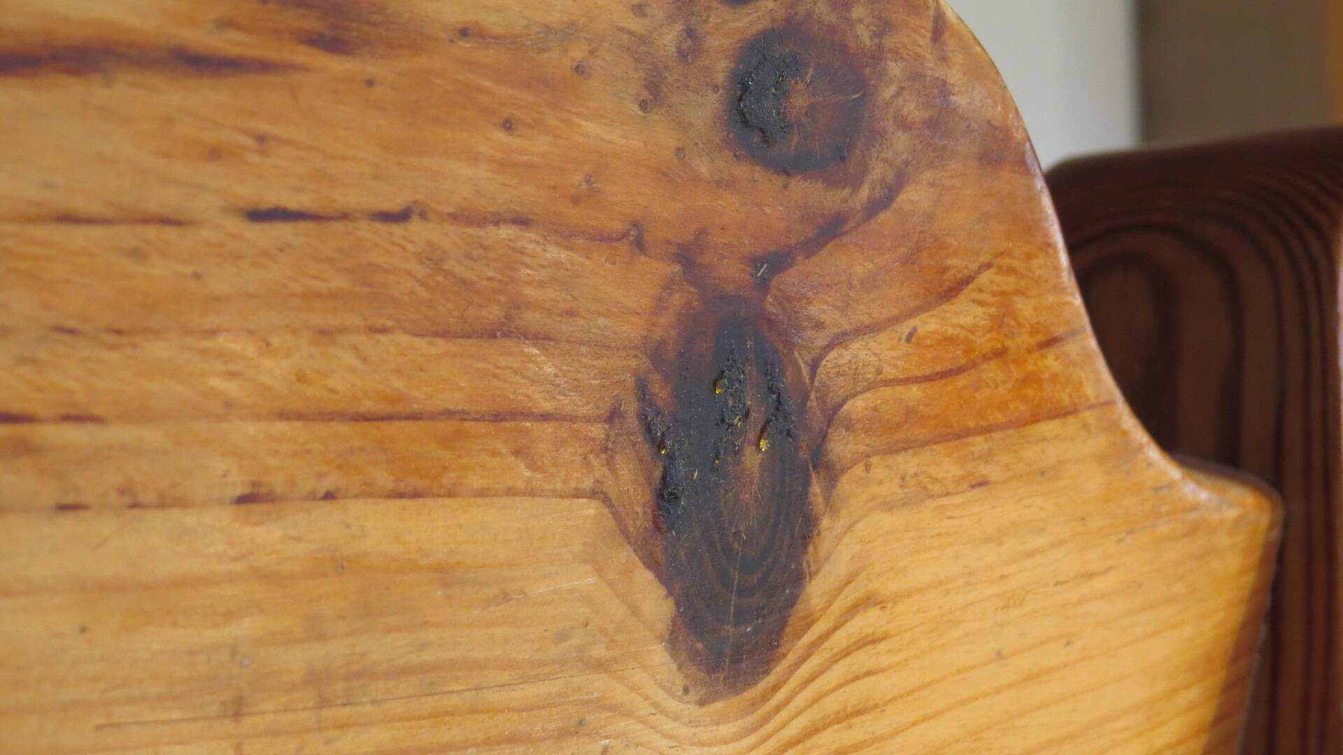 Brutalist pine chairs x 3