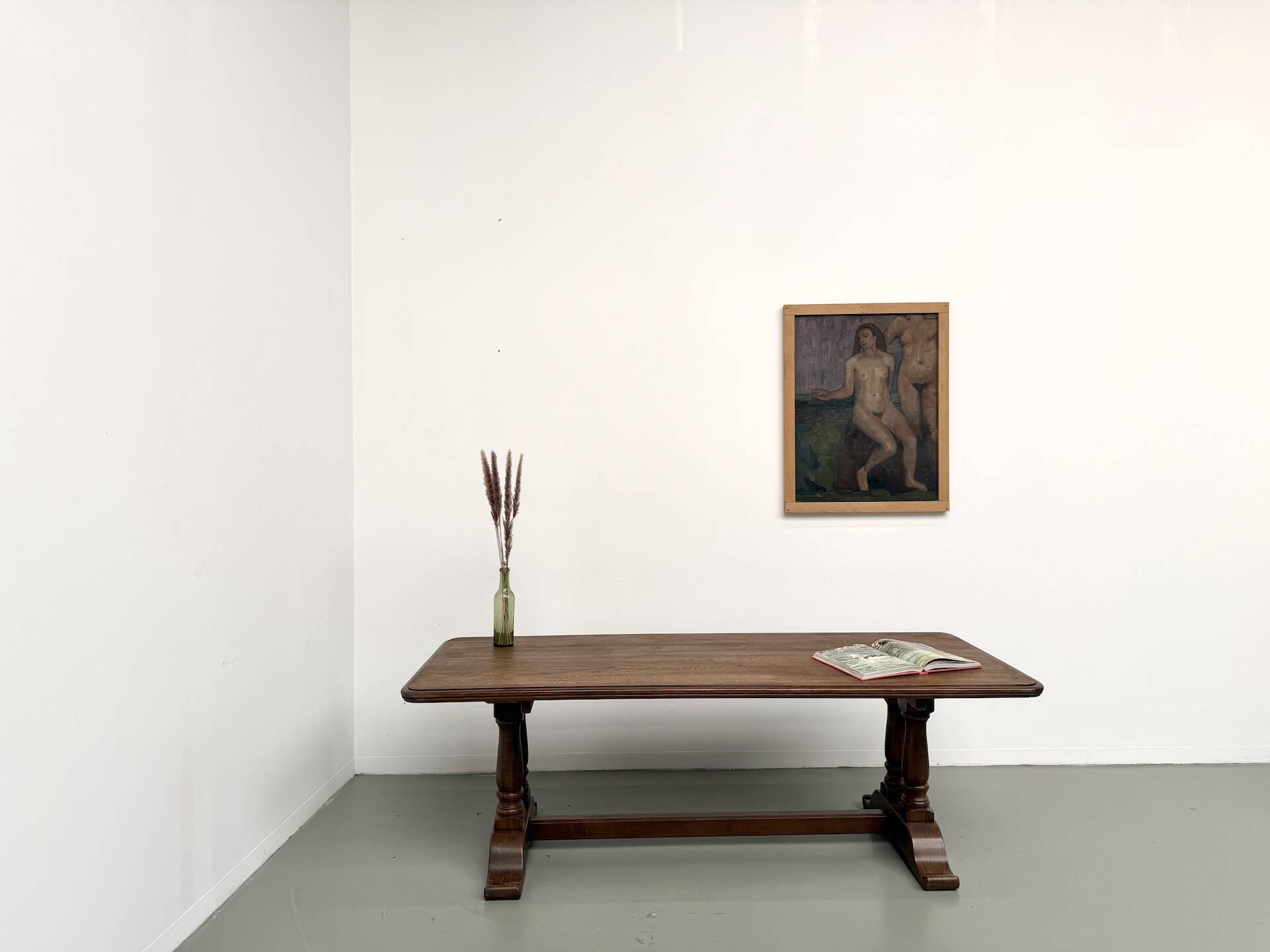 Table de ferme bourgeoise en chêne, années 50