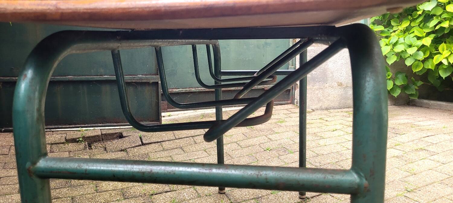 Table d'écolier vintage bois et métal