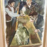 Un réveillon, dessin à l'aquarelle de Louis Berthommé Saint-André