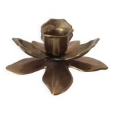 Vintage flower candlestick in solid gold brass