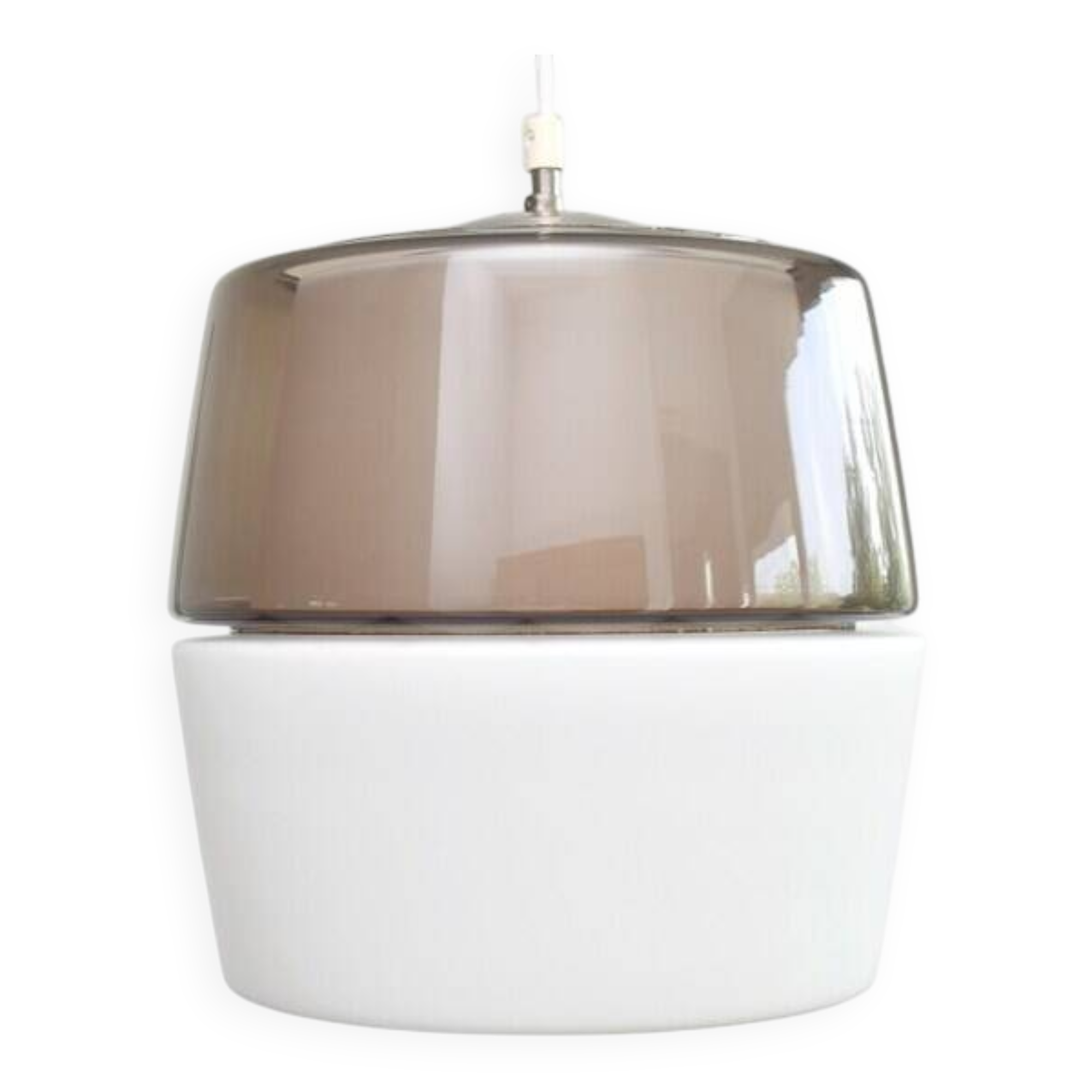 Suspension en verre fumé Peill & Putzler des années 1960, moderne du milieu du siècle, moderniste | lampe de plafond vintage MCM en bloc de couleur violet améthyste