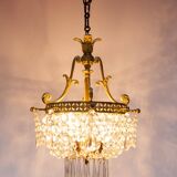 Antique French bronze chandelier with tassels circa 1900