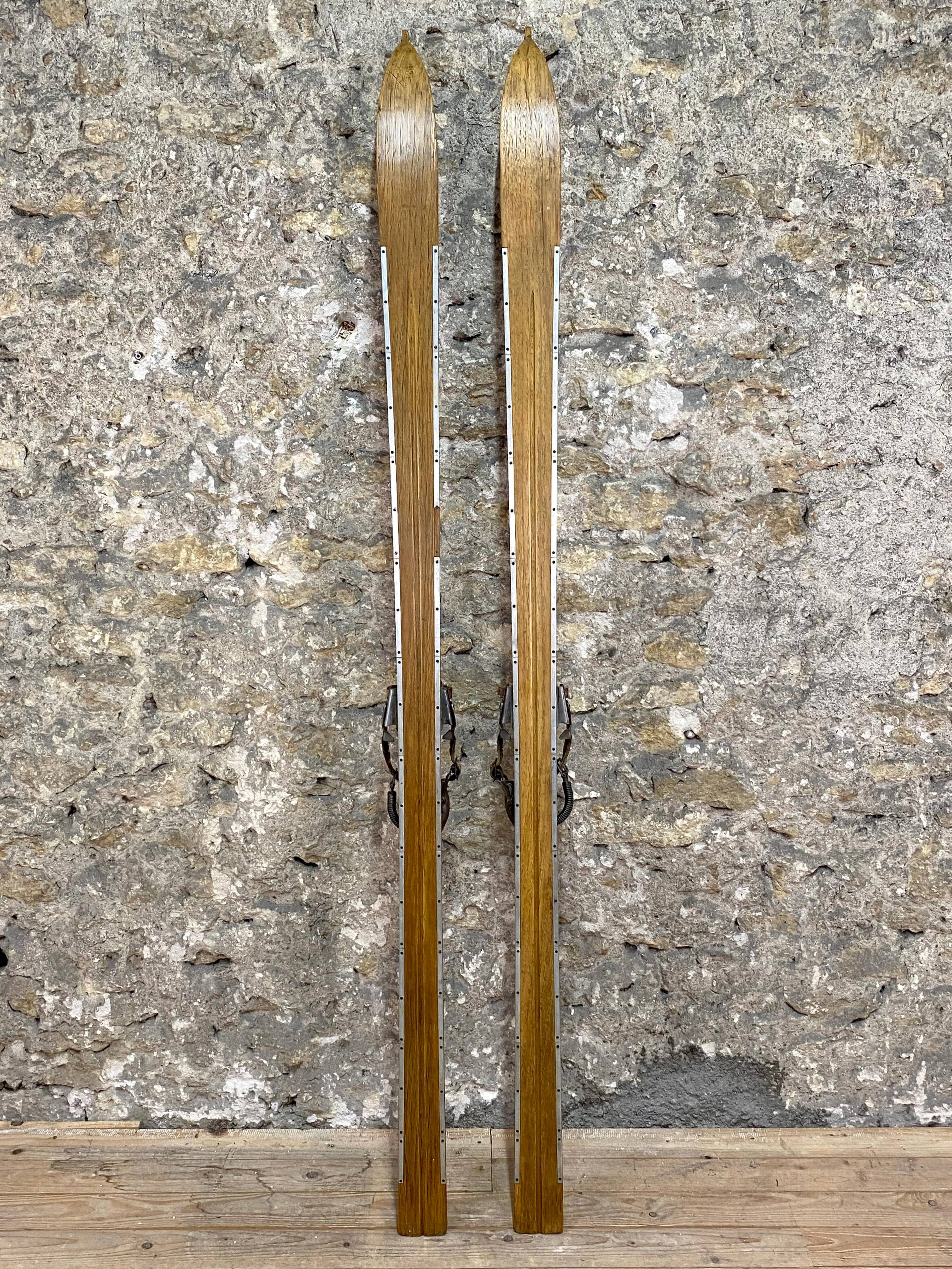 Old Wooden Skis - Mountain Chalet Decor - Vintage - 187 cm