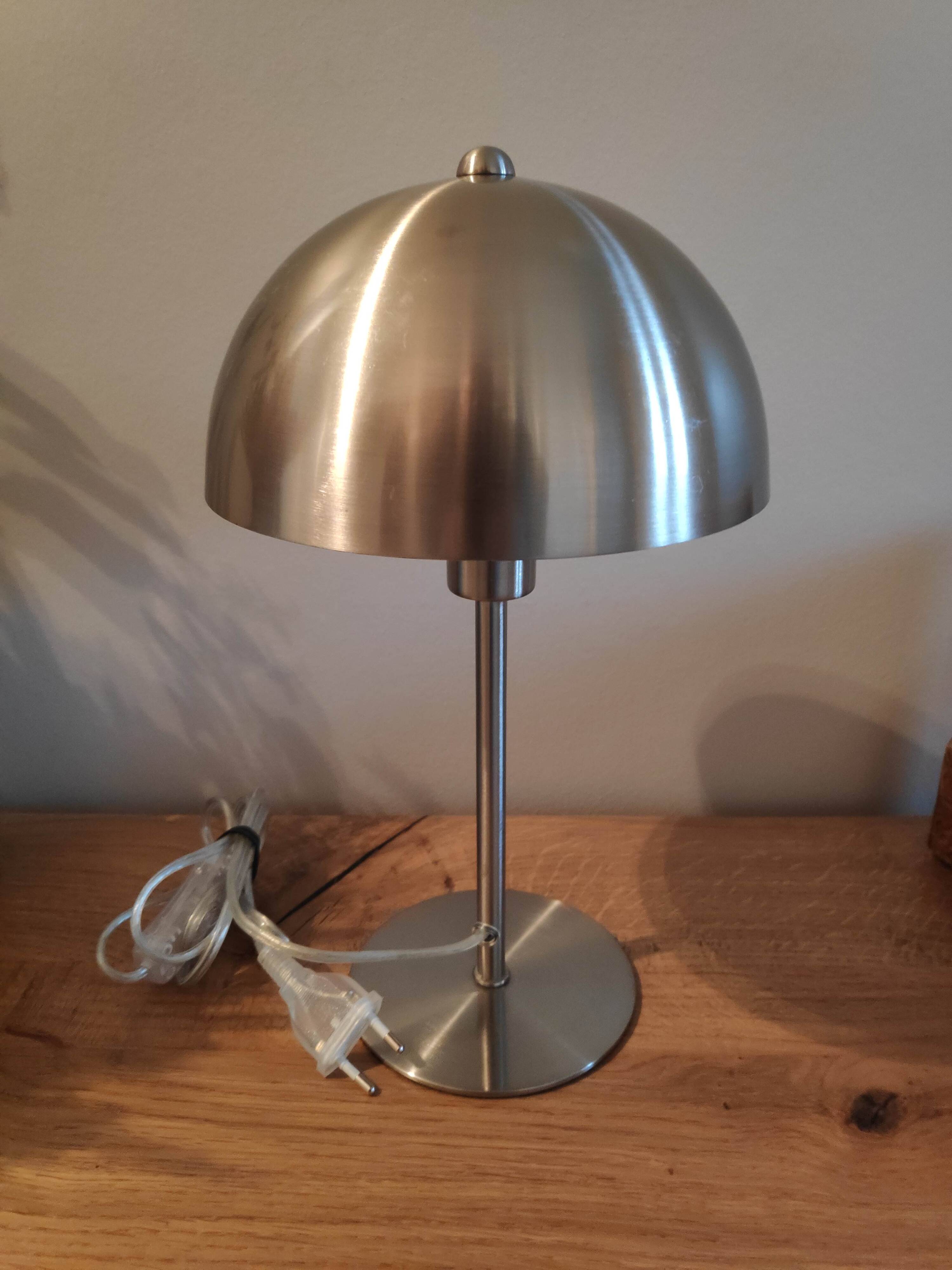 Brushed metal mushroom lamp