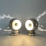 60s lamp set Reggiani Eyeball  chromed globe wall lamps - space age desk lamps
