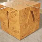 Coffee table in elm burl and tempered glass by Jean-Claude Mahey for Roche Bobois.