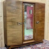 Art Deco 3-door walnut wardrobe - 1930s
