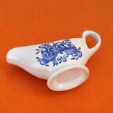 White porcelain gravy boat, fruit basket decor