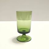 Set of Nine Green Hand-Blown Glass Drinking Glasses, Empoli, Italy