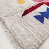 Moroccan Berber carpet M'rirt ecru with colorful patterns 298x202cm
