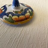 Mustard pot signed Henri Delcourt Hand painted Old Rouen early 20th century