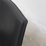 Unique black leather & steel modernist lounge chair, 1960s