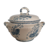 Soupière blanche et bleue