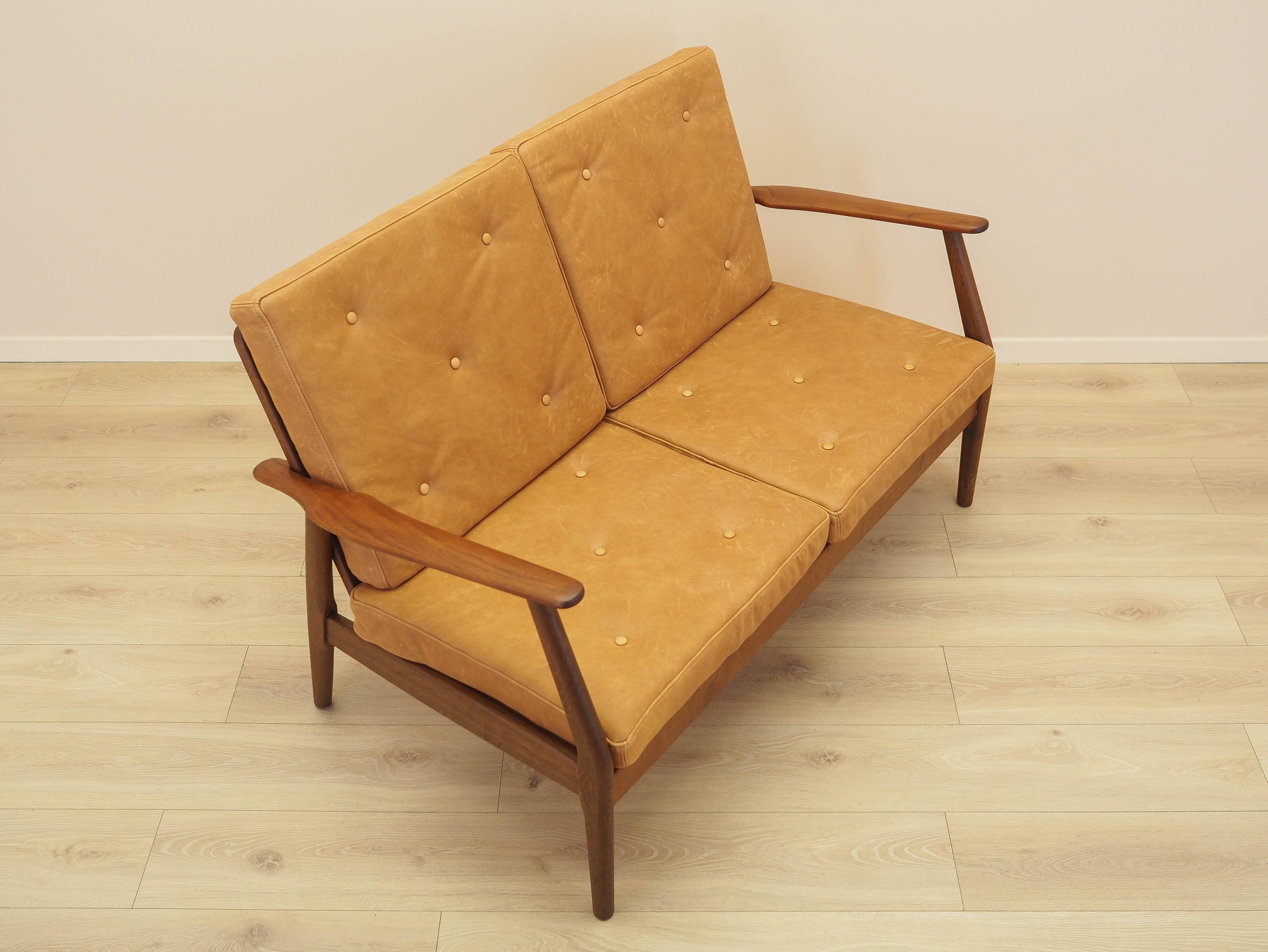 Danish oak sofa with leather upholstery, 1960s