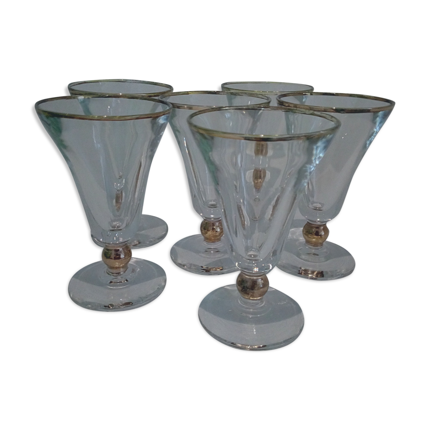 Set of 6 glasses of gold fillet bistro