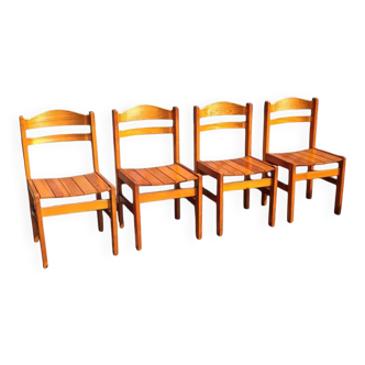 4 x pine dining chair 1970s