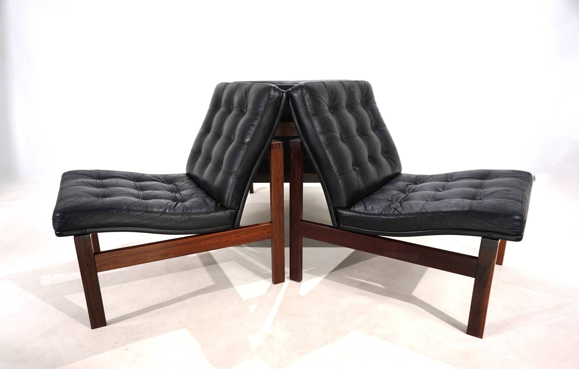 France & Son Set of 3 Modular Leather Armchairs by O. Gjerløv-Knudsen/T. Li