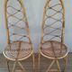 Paire de chaises en bambou et rotin années 70