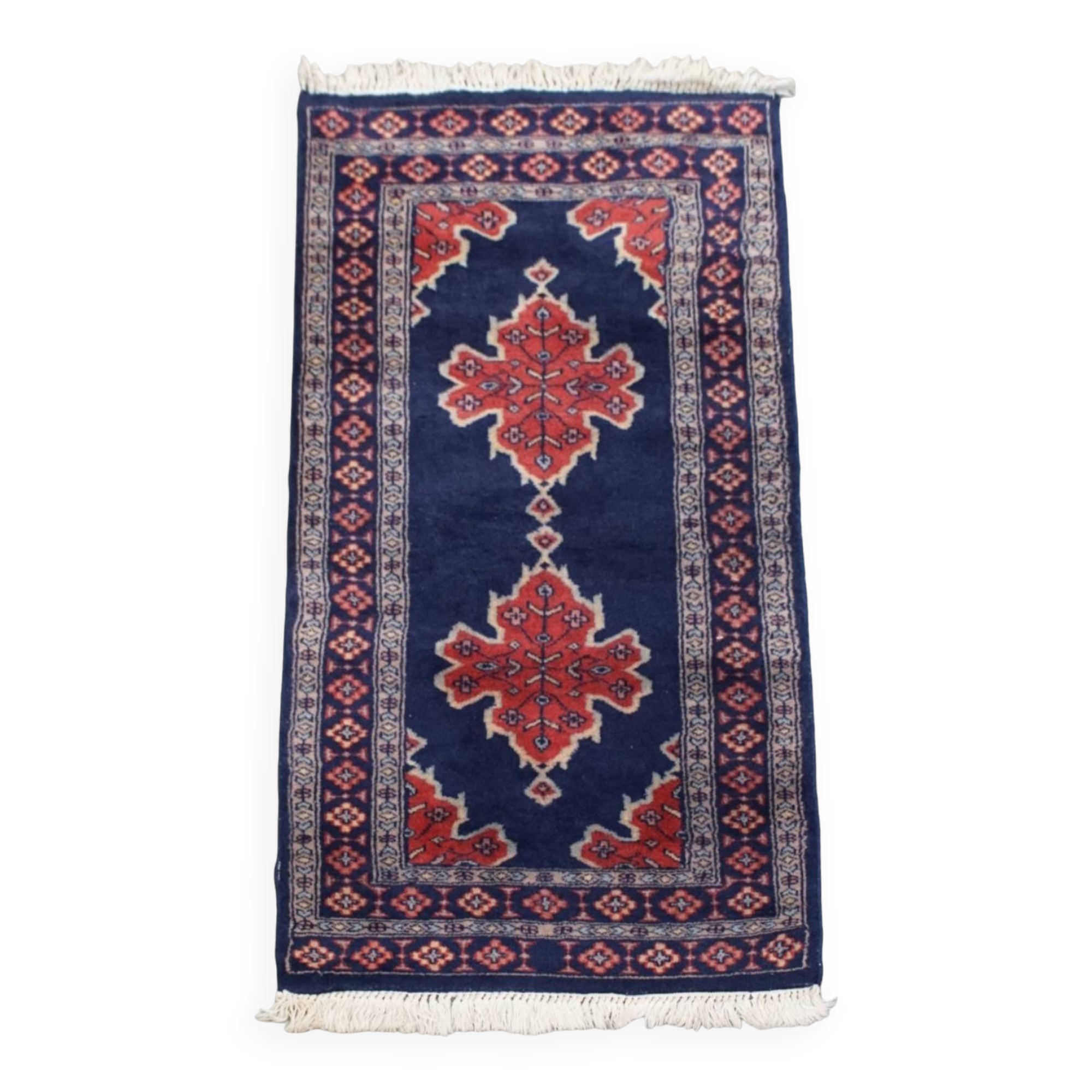 Wool Rug in Dark Blue – 139x66 cm