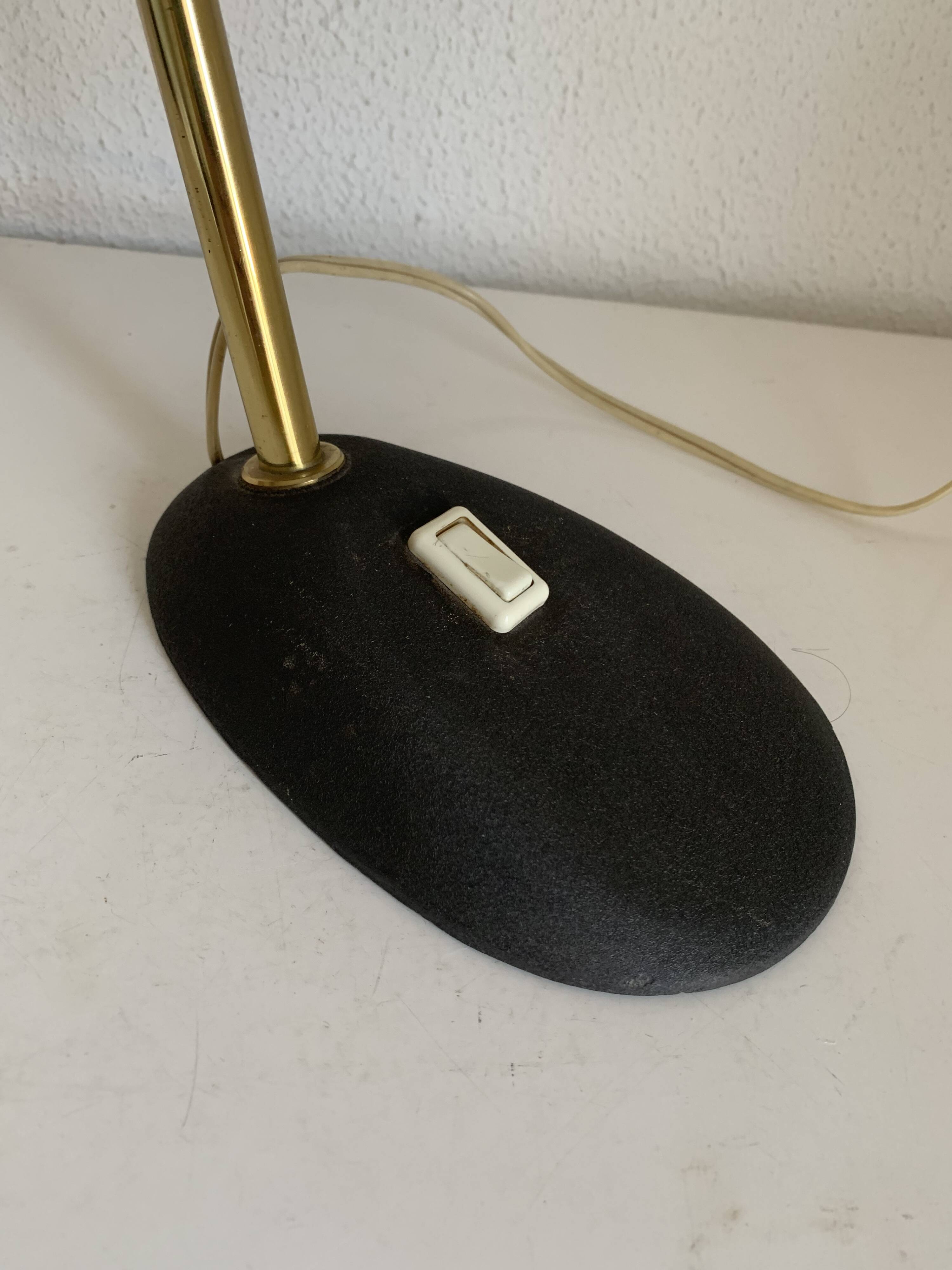 Lampe vintage 1960 de banquier Aluminor noire dorée bureau - 45cm