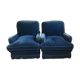 Pair of vintage chairs in oil blue velvet.