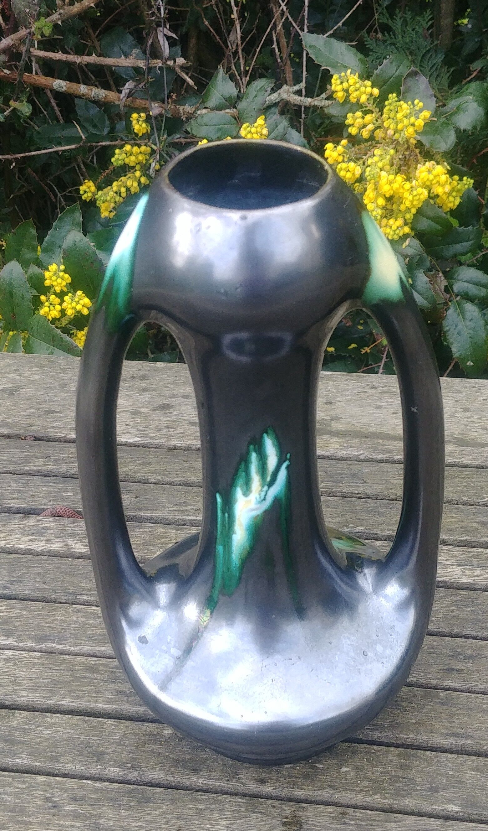 Soliflore vase in matt black ceramic 60s